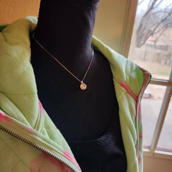 925 sterling silver bezel set pendant with box chain - Picture 13 of 14